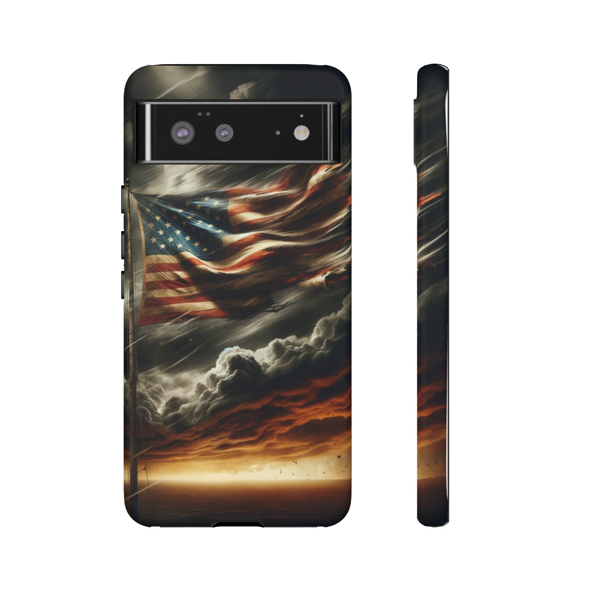 Weathered USA Flag Against Stormy Sky Design Phone Case- Phone Case - Image 76