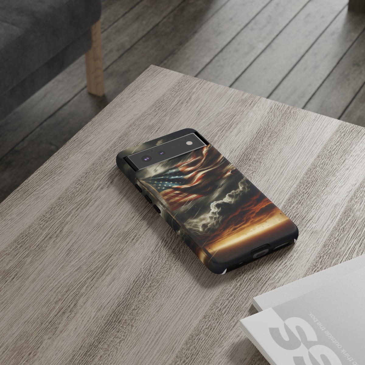 Weathered USA Flag Against Stormy Sky Design Phone Case- Phone Case - Image 77