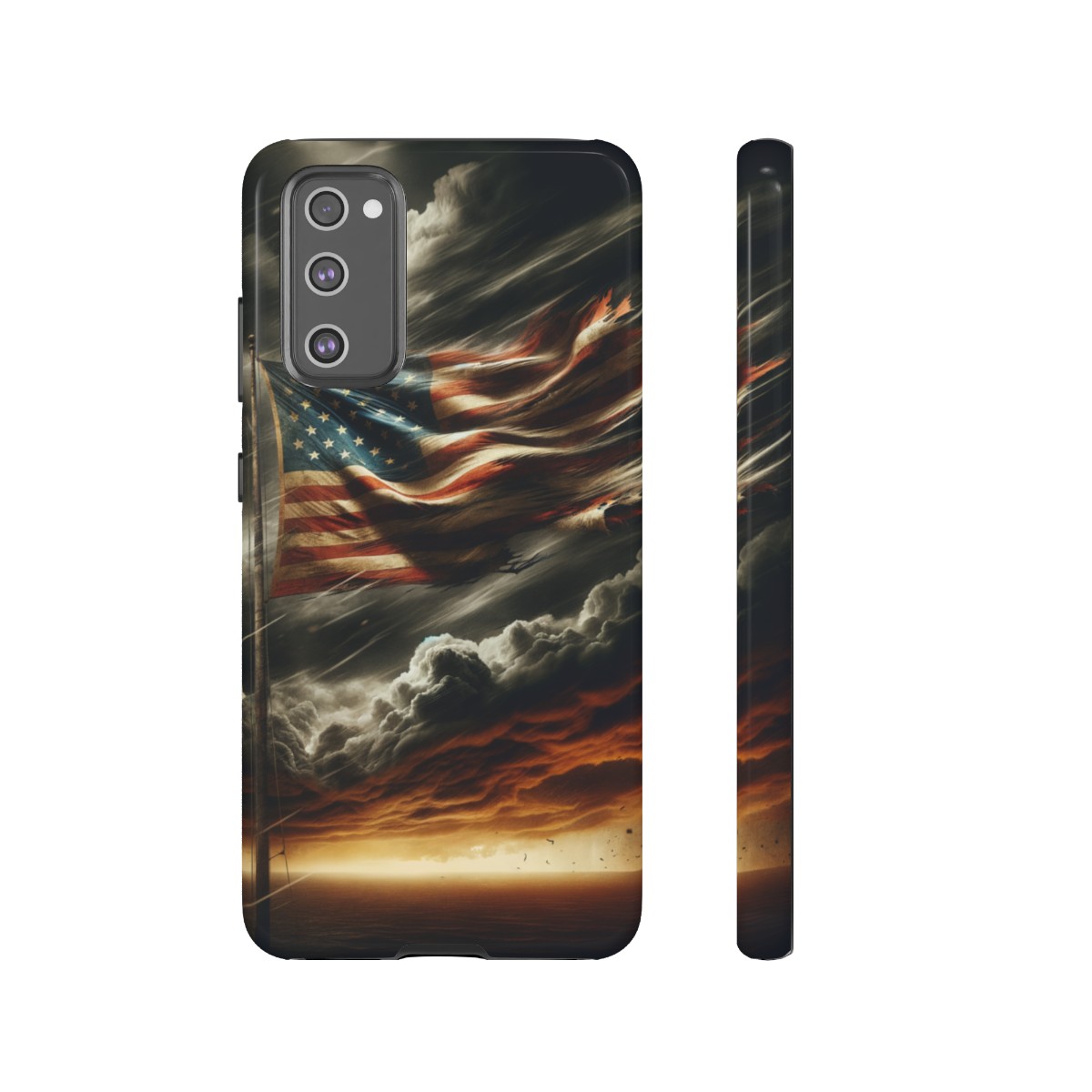 Weathered USA Flag Against Stormy Sky Design Phone Case- Phone Case - Image 78