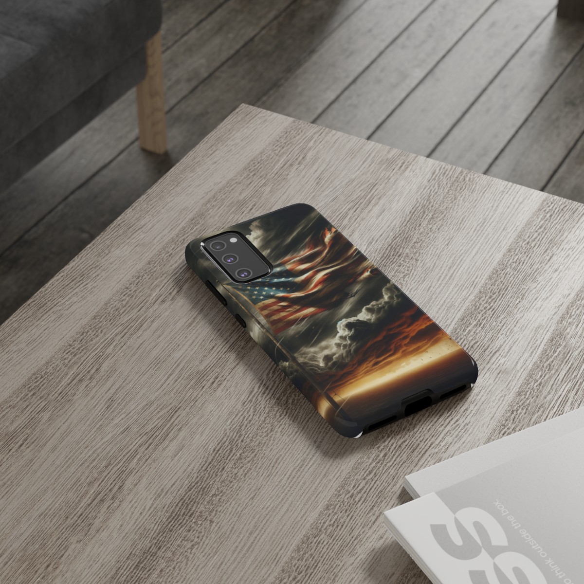 Weathered USA Flag Against Stormy Sky Design Phone Case- Phone Case - Image 79