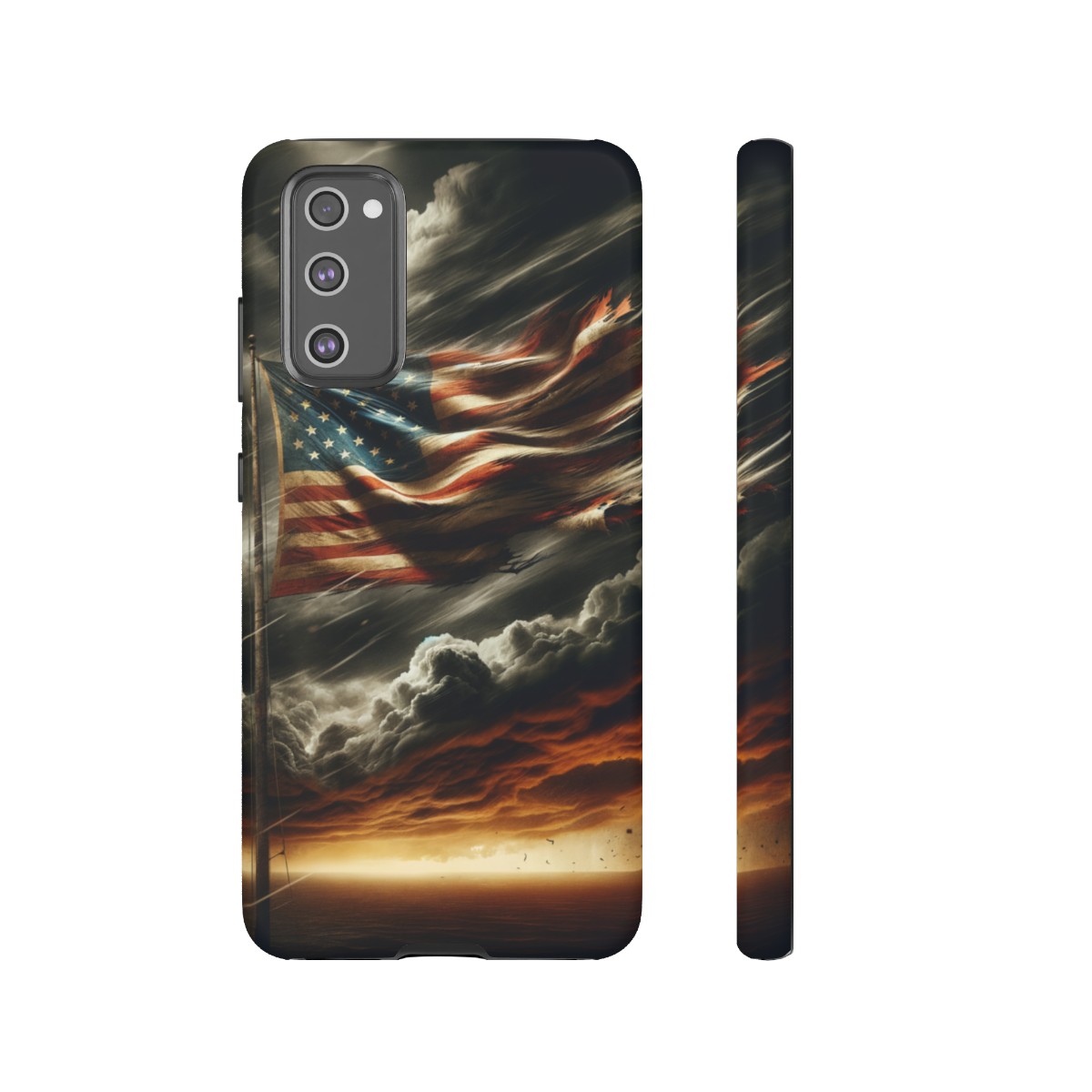Weathered USA Flag Against Stormy Sky Design Phone Case- Phone Case - Image 80