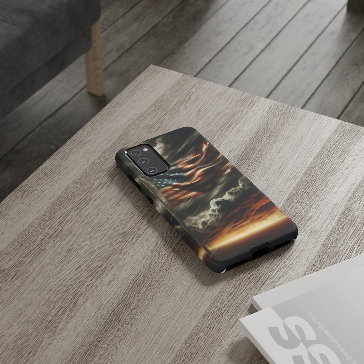 Weathered USA Flag Against Stormy Sky Design Phone Case- Phone Case - Image 81