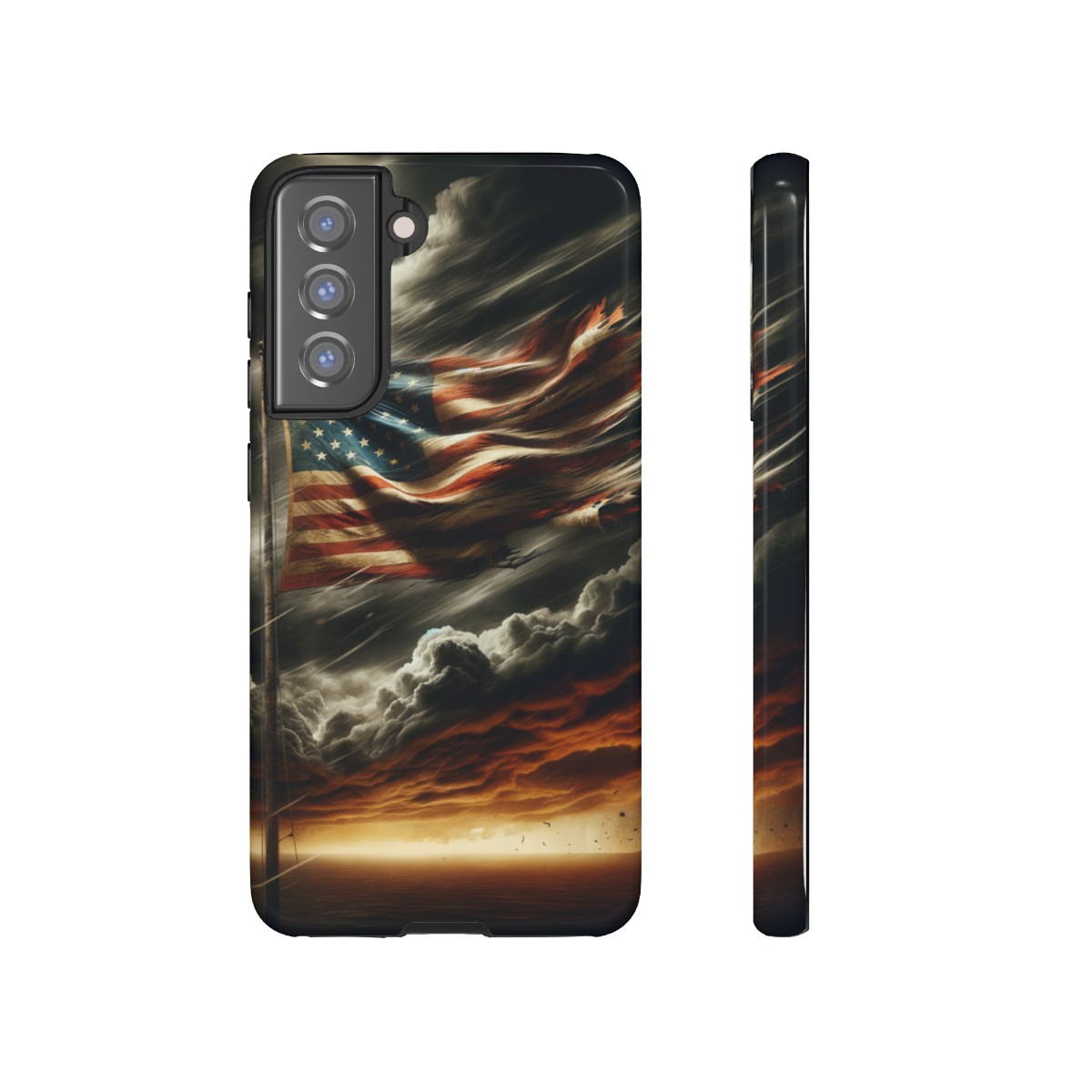 Weathered USA Flag Against Stormy Sky Design Phone Case- Phone Case - Image 82