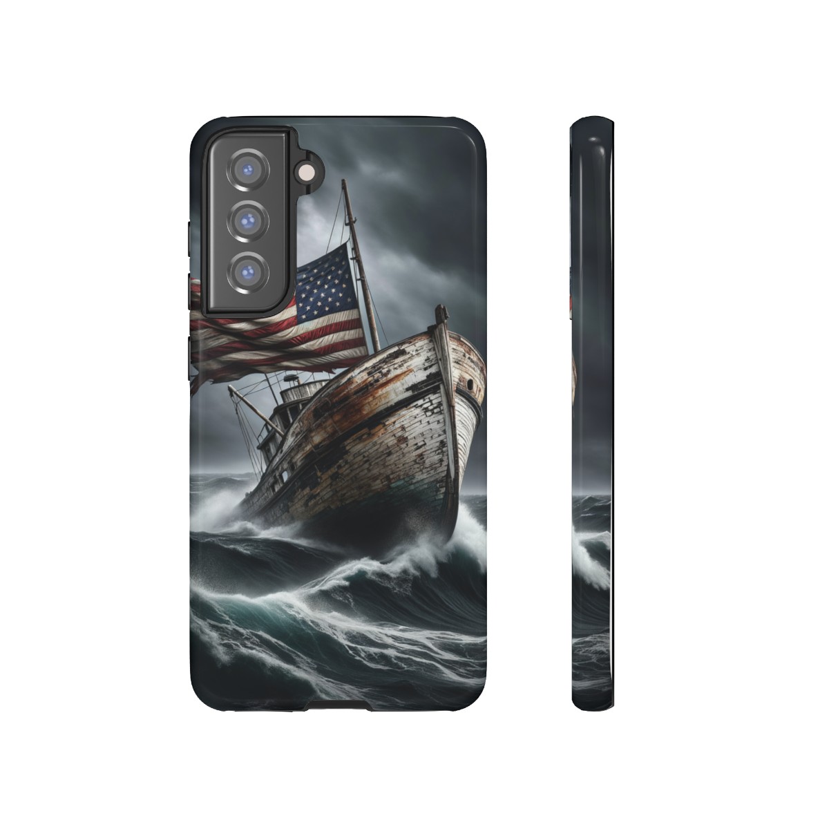 Vintage USA Flag on Rustic Boat Phone Case β Weathered Coastal Design- Phone Case - Image 82