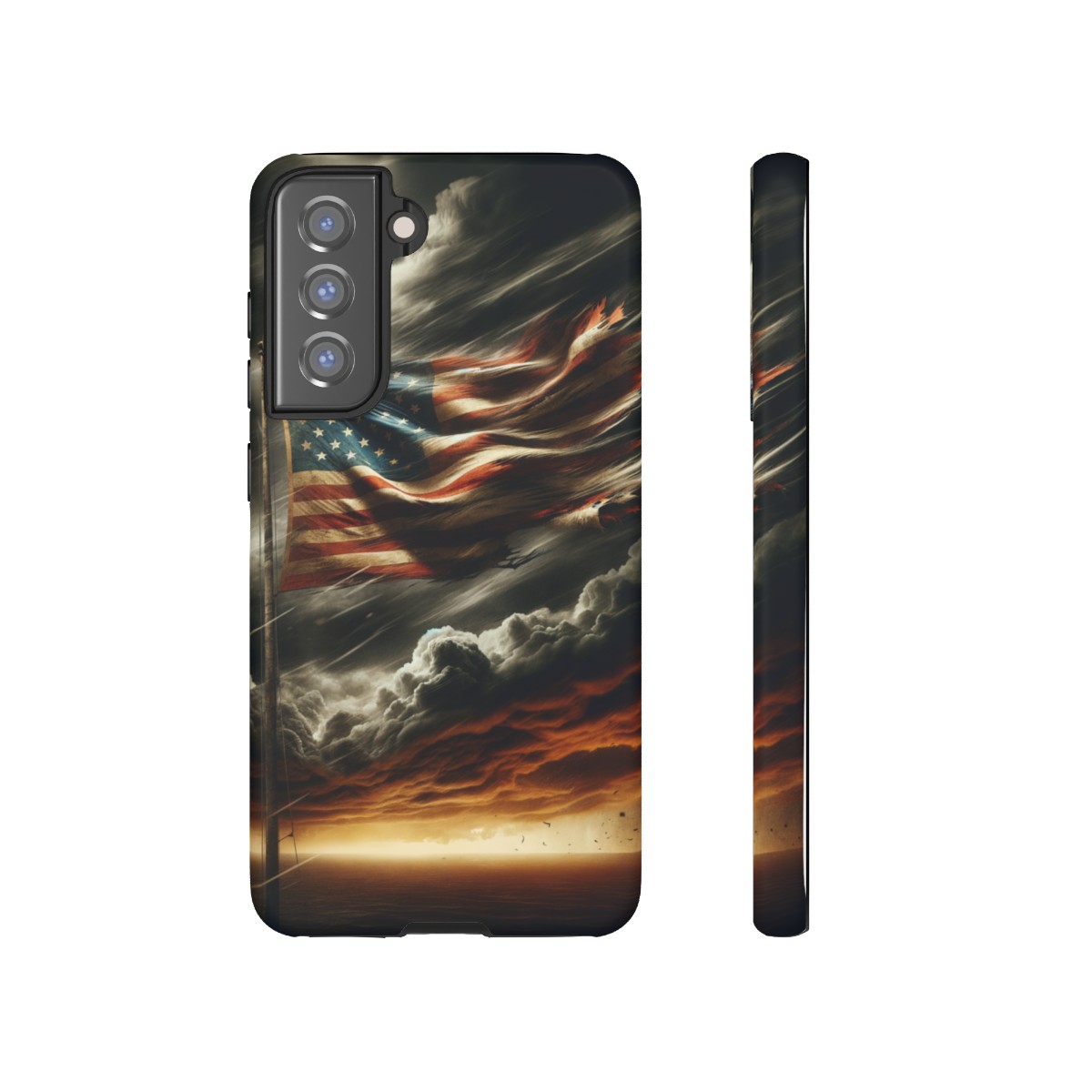 Weathered USA Flag Against Stormy Sky Design Phone Case- Phone Case - Image 84
