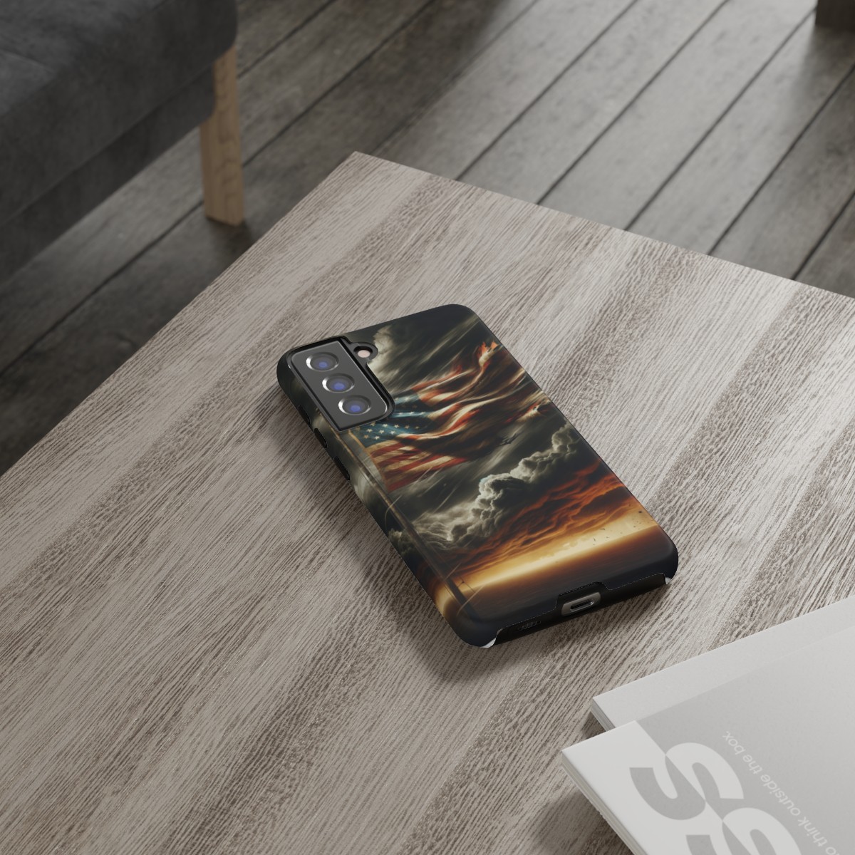 Weathered USA Flag Against Stormy Sky Design Phone Case- Phone Case - Image 85