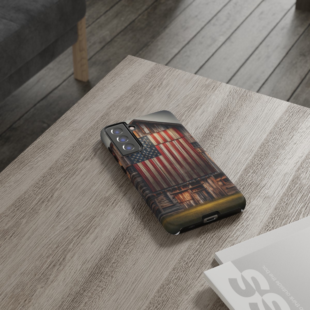 Vintage USA Flag on Weathered Barn Wood Phone Case- Phone Case - Image 85