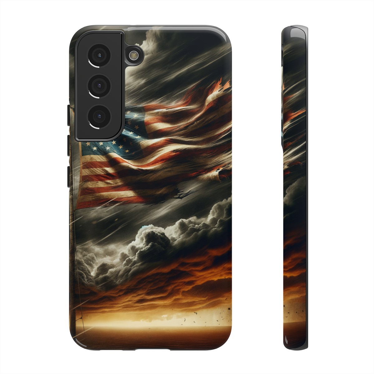 Weathered USA Flag Against Stormy Sky Design Phone Case- Phone Case - Image 86