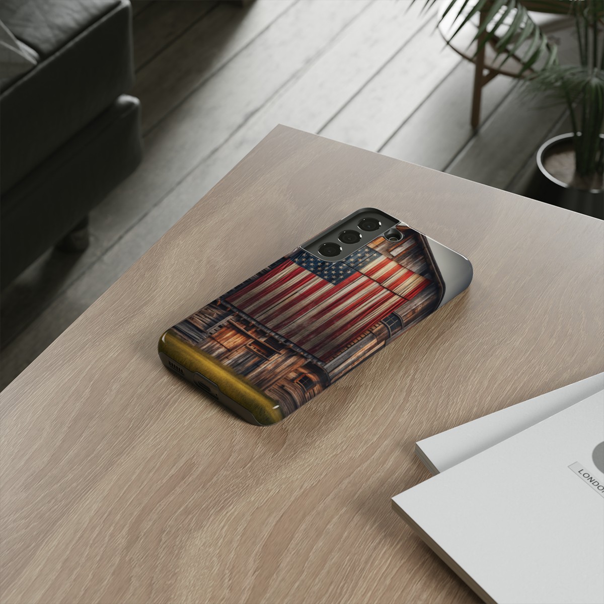 Vintage USA Flag on Weathered Barn Wood Phone Case- Phone Case - Image 87