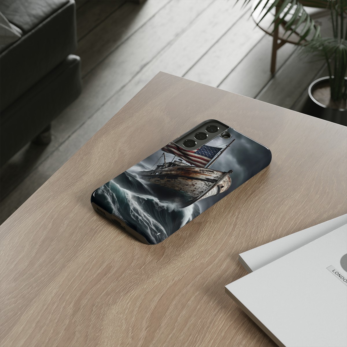 Vintage USA Flag on Rustic Boat Phone Case β Weathered Coastal Design- Phone Case - Image 87