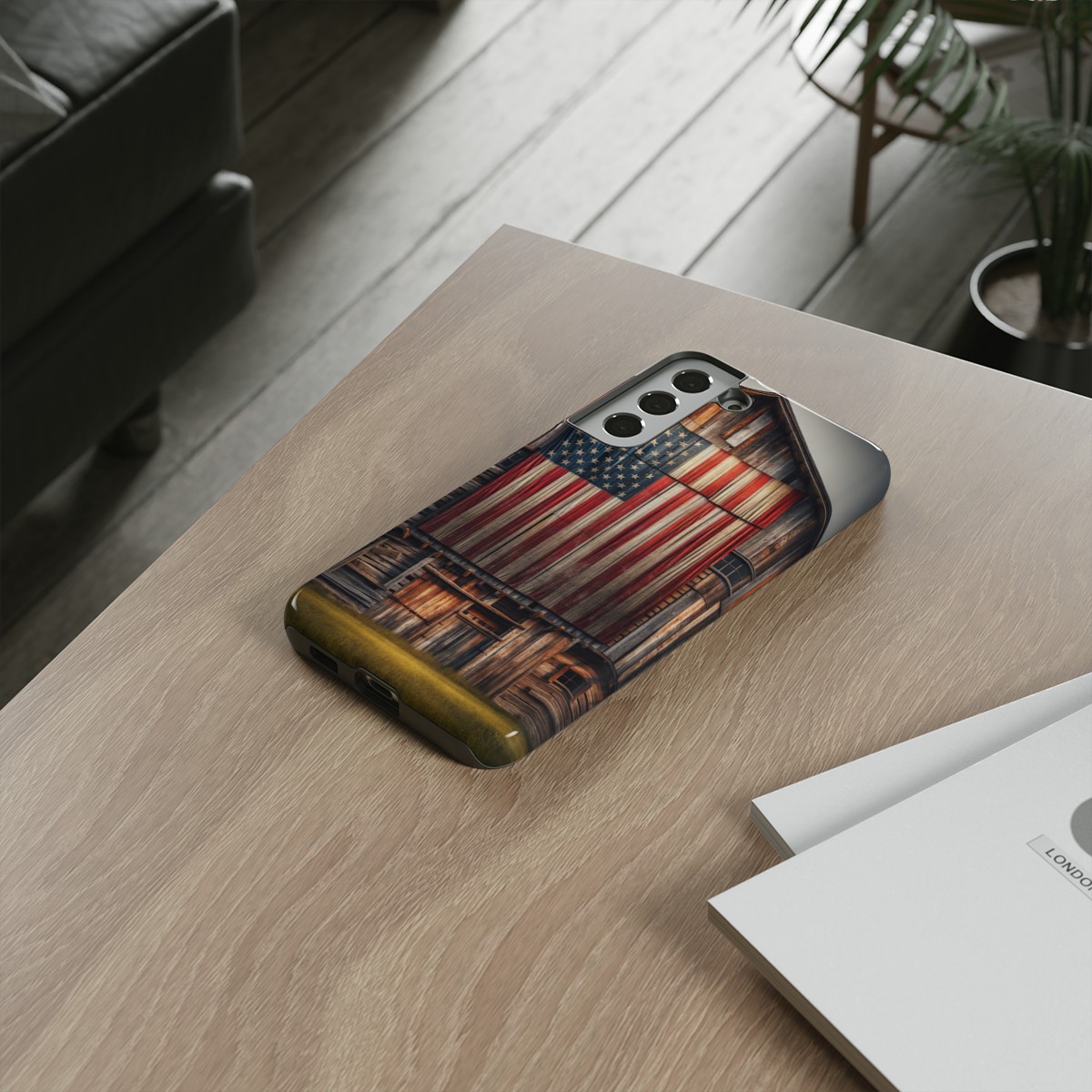 Vintage USA Flag on Weathered Barn Wood Phone Case- Phone Case - Image 91