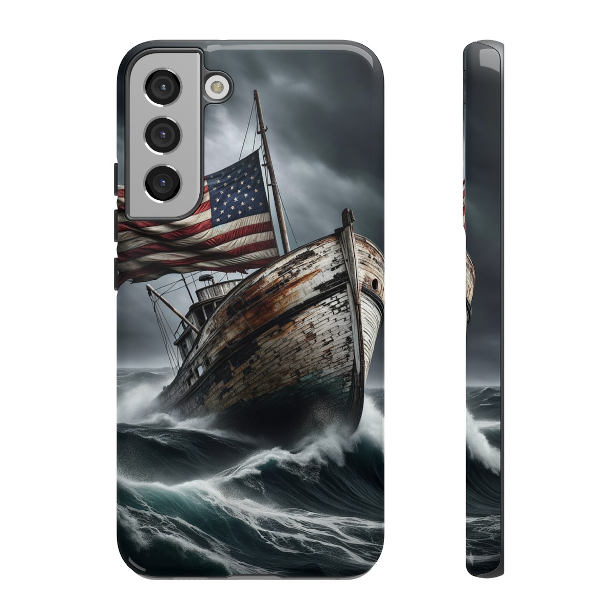 Vintage USA Flag on Rustic Boat Phone Case β Weathered Coastal Design- Phone Case - Image 90