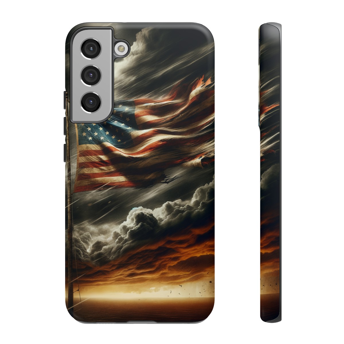 Weathered USA Flag Against Stormy Sky Design Phone Case- Phone Case - Image 92