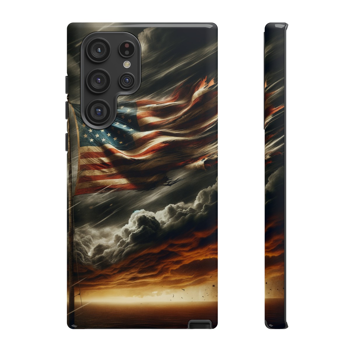 Weathered USA Flag Against Stormy Sky Design Phone Case- Phone Case - Image 94