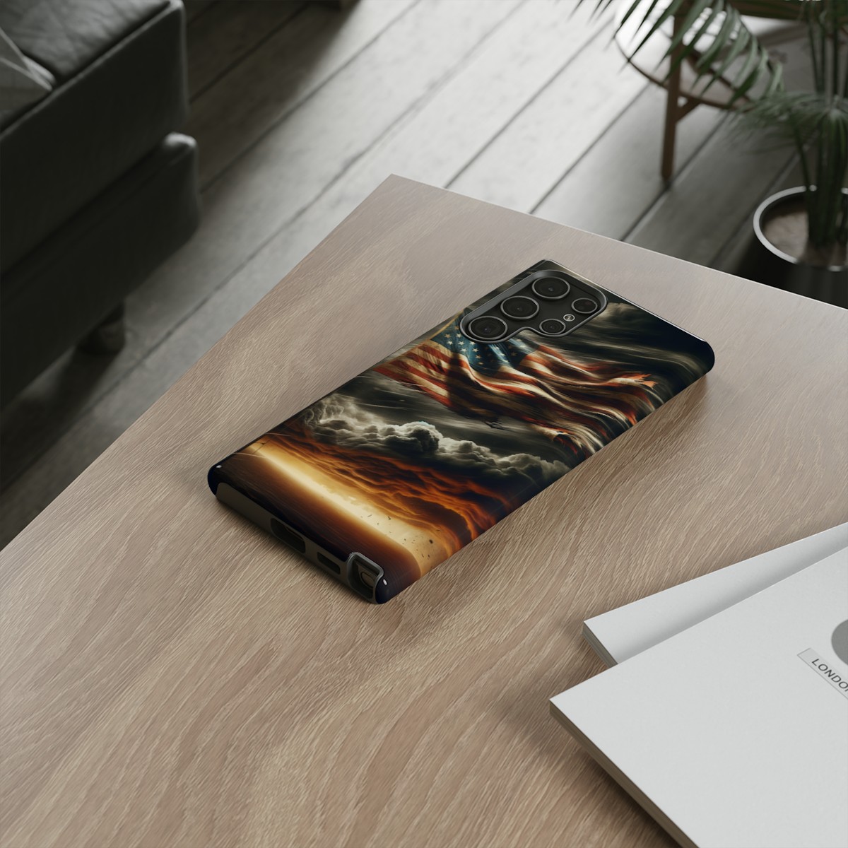 Weathered USA Flag Against Stormy Sky Design Phone Case- Phone Case - Image 95