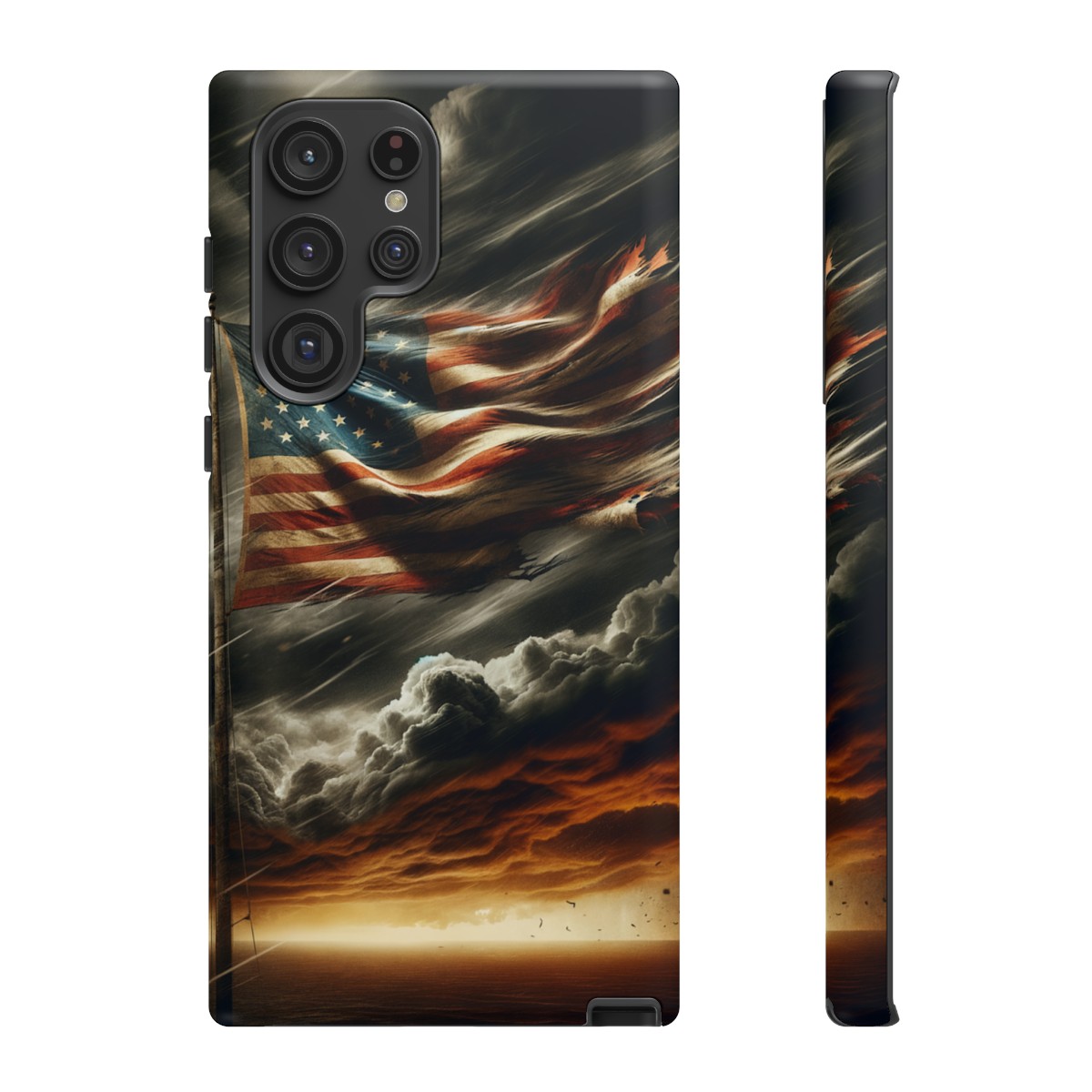 Weathered USA Flag Against Stormy Sky Design Phone Case- Phone Case - Image 96