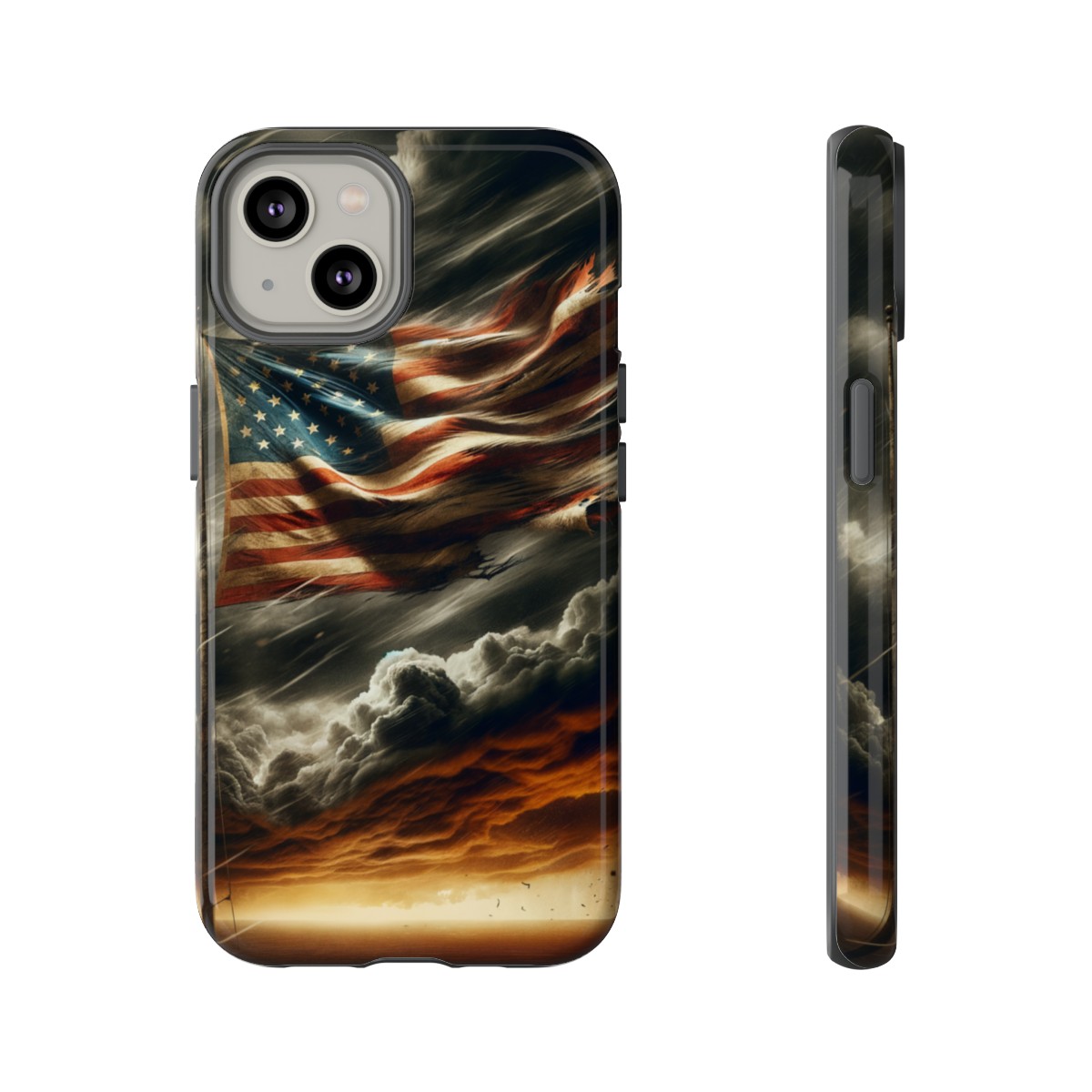Weathered USA Flag Against Stormy Sky Design Phone Case- Phone Case - Image 98