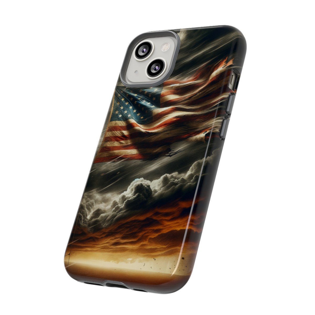 Weathered USA Flag Against Stormy Sky Design Phone Case- Phone Case - Image 99