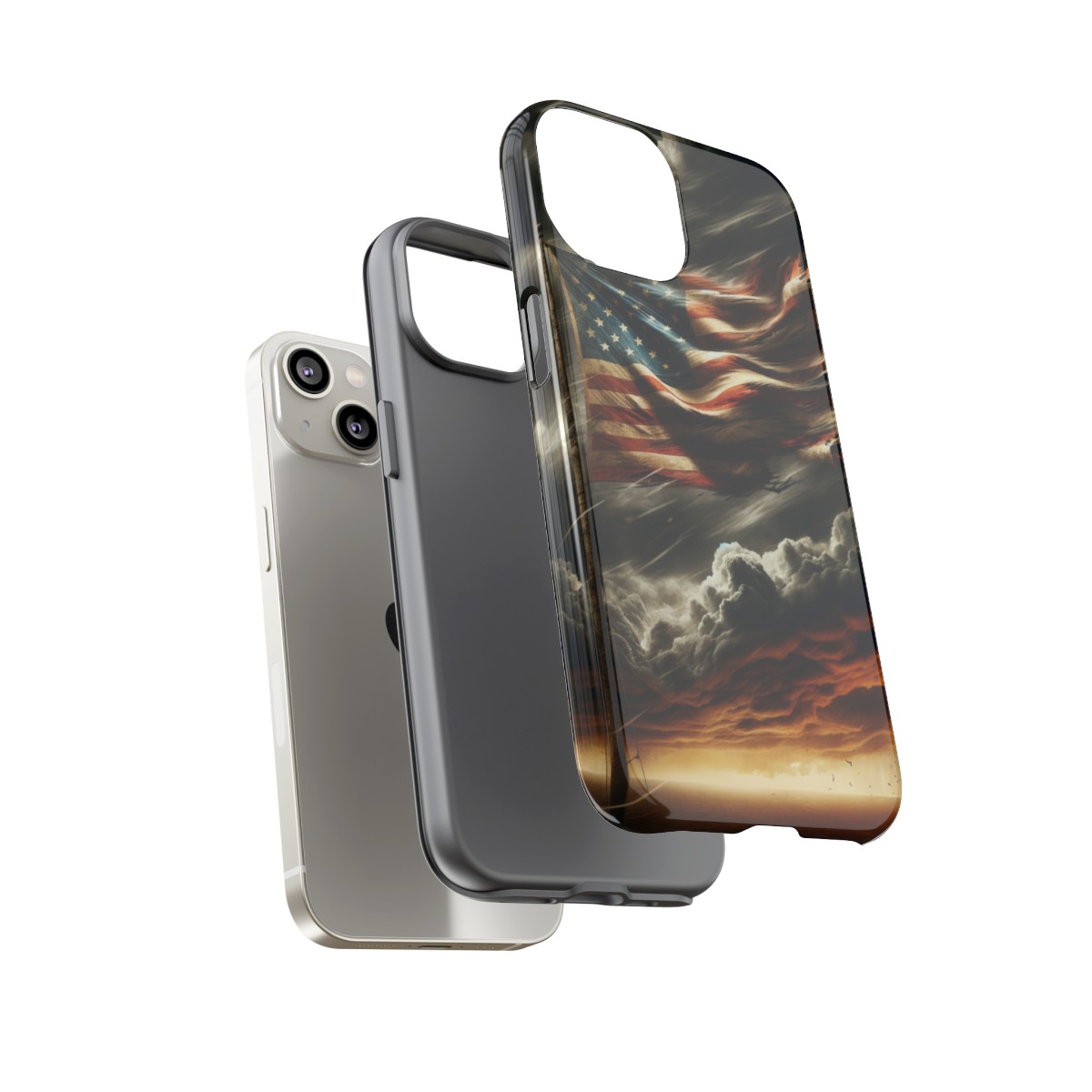 Weathered USA Flag Against Stormy Sky Design Phone Case- Phone Case - Image 100