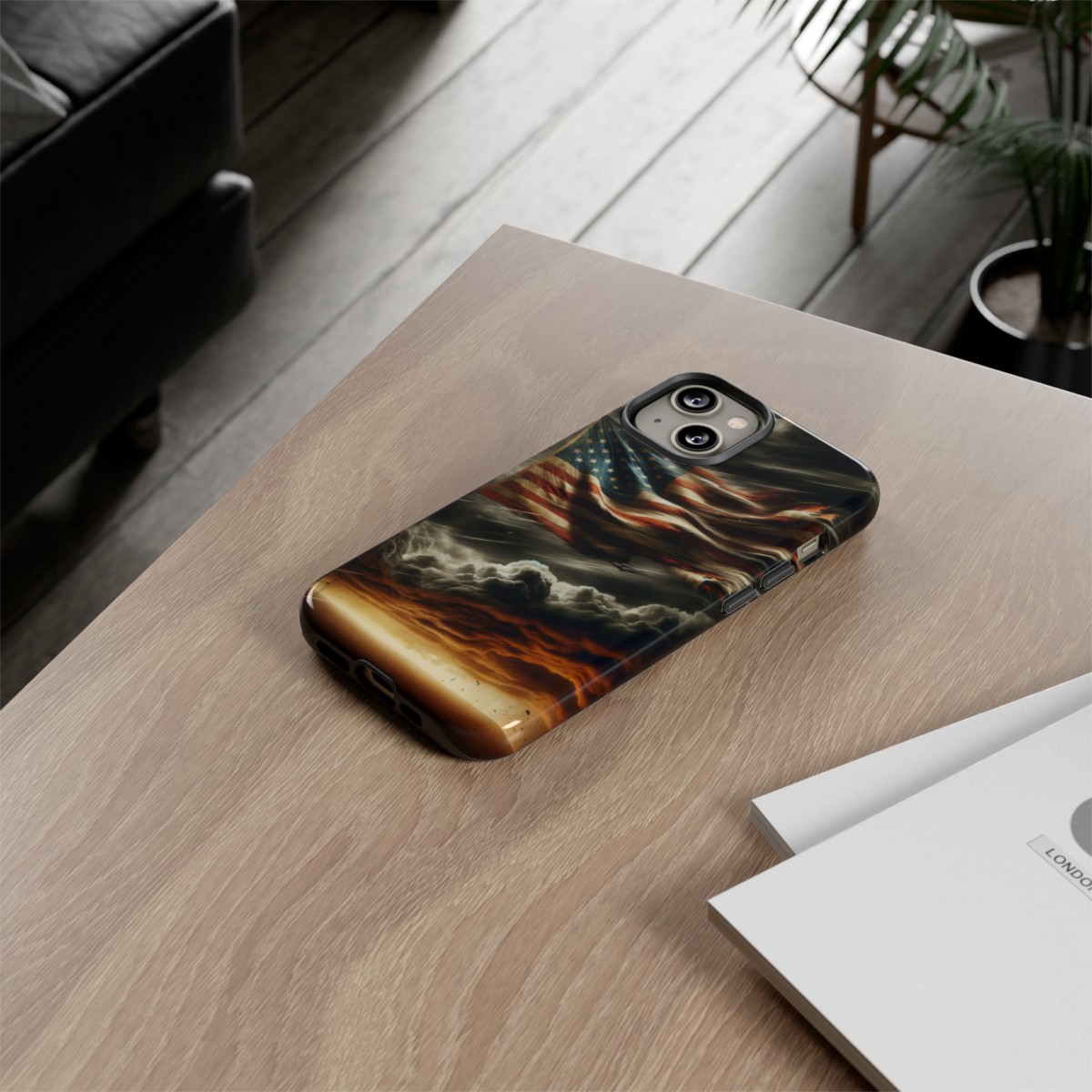 Weathered USA Flag Against Stormy Sky Design Phone Case- Phone Case - Image 101