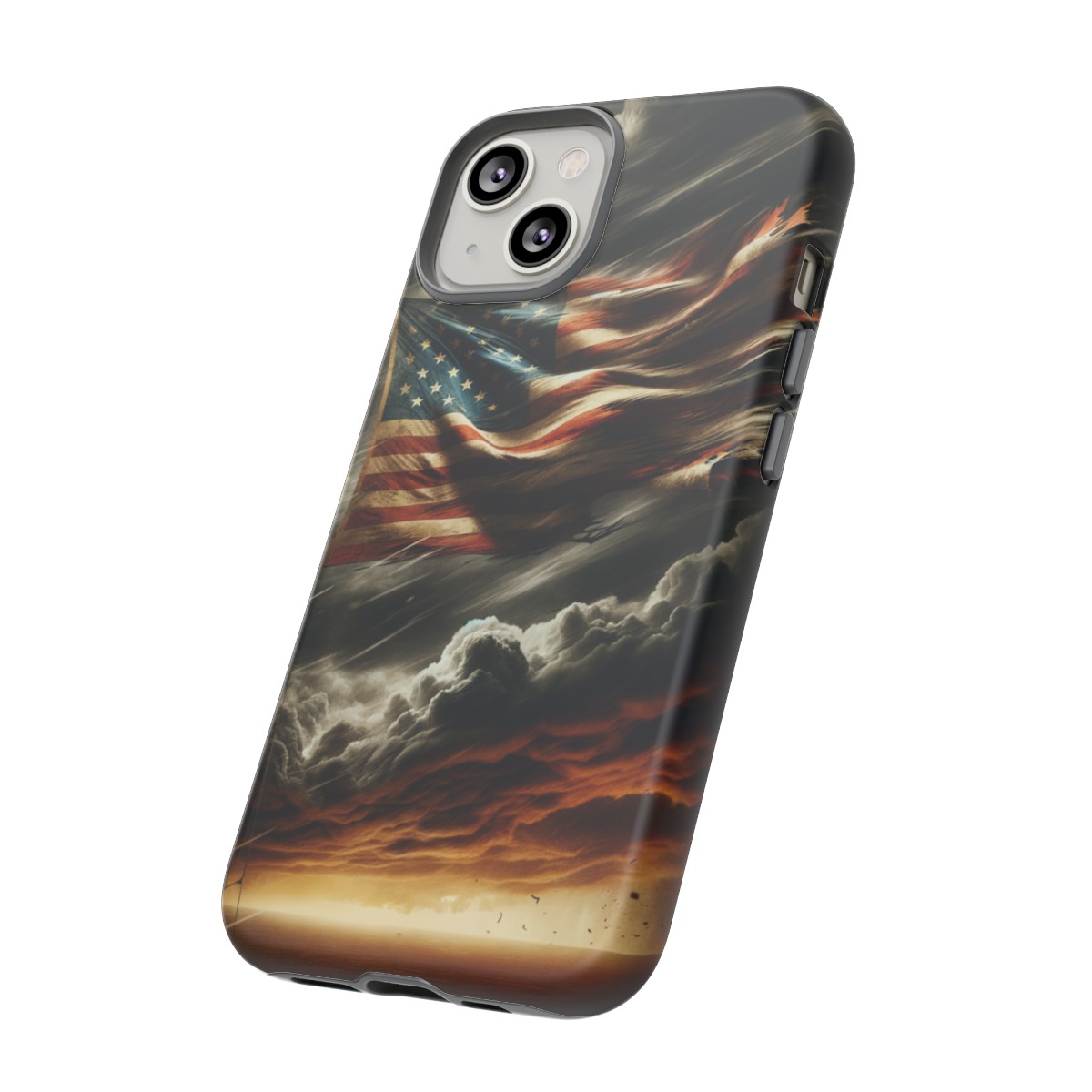 Weathered USA Flag Against Stormy Sky Design Phone Case- Phone Case - Image 103