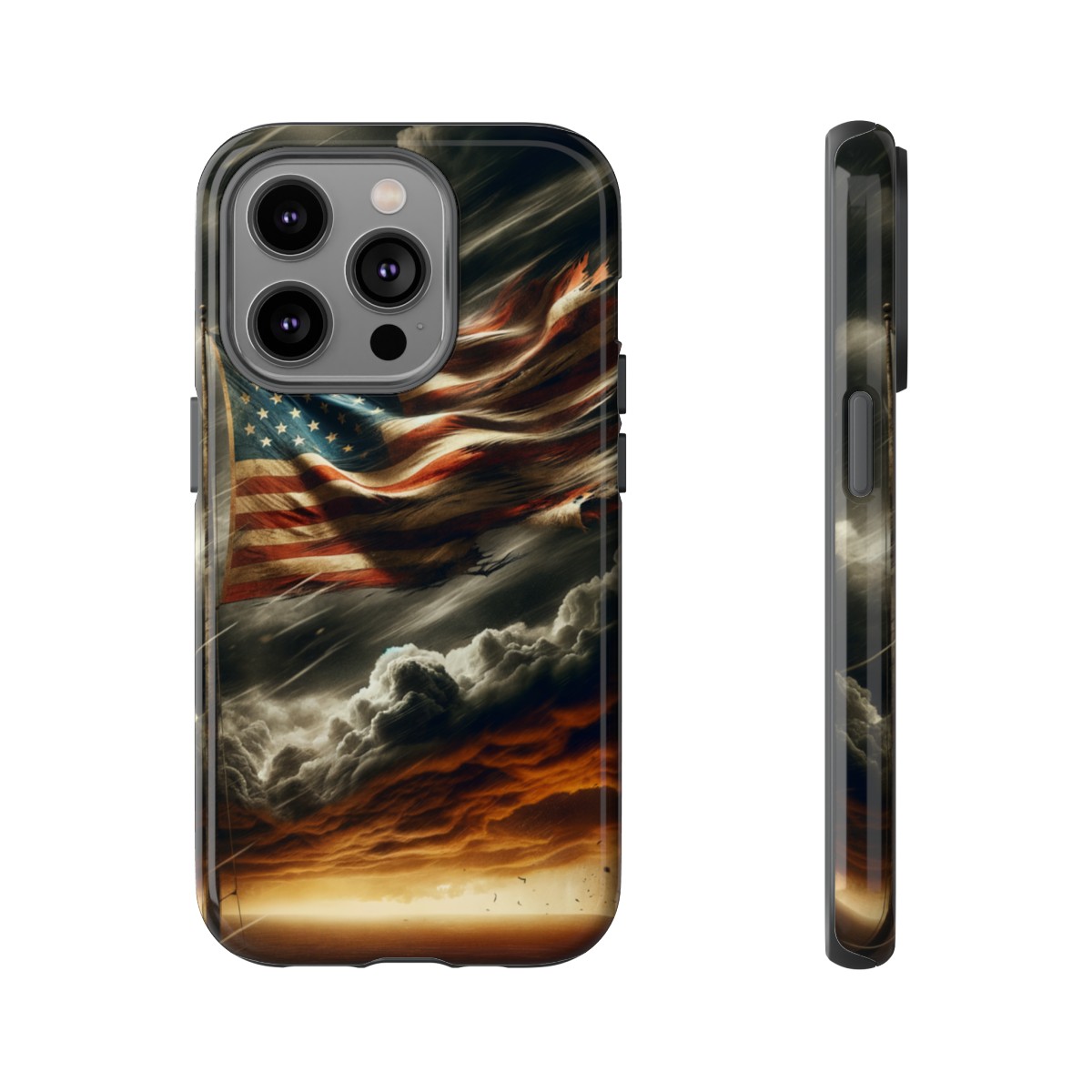 Weathered USA Flag Against Stormy Sky Design Phone Case- Phone Case - Image 106