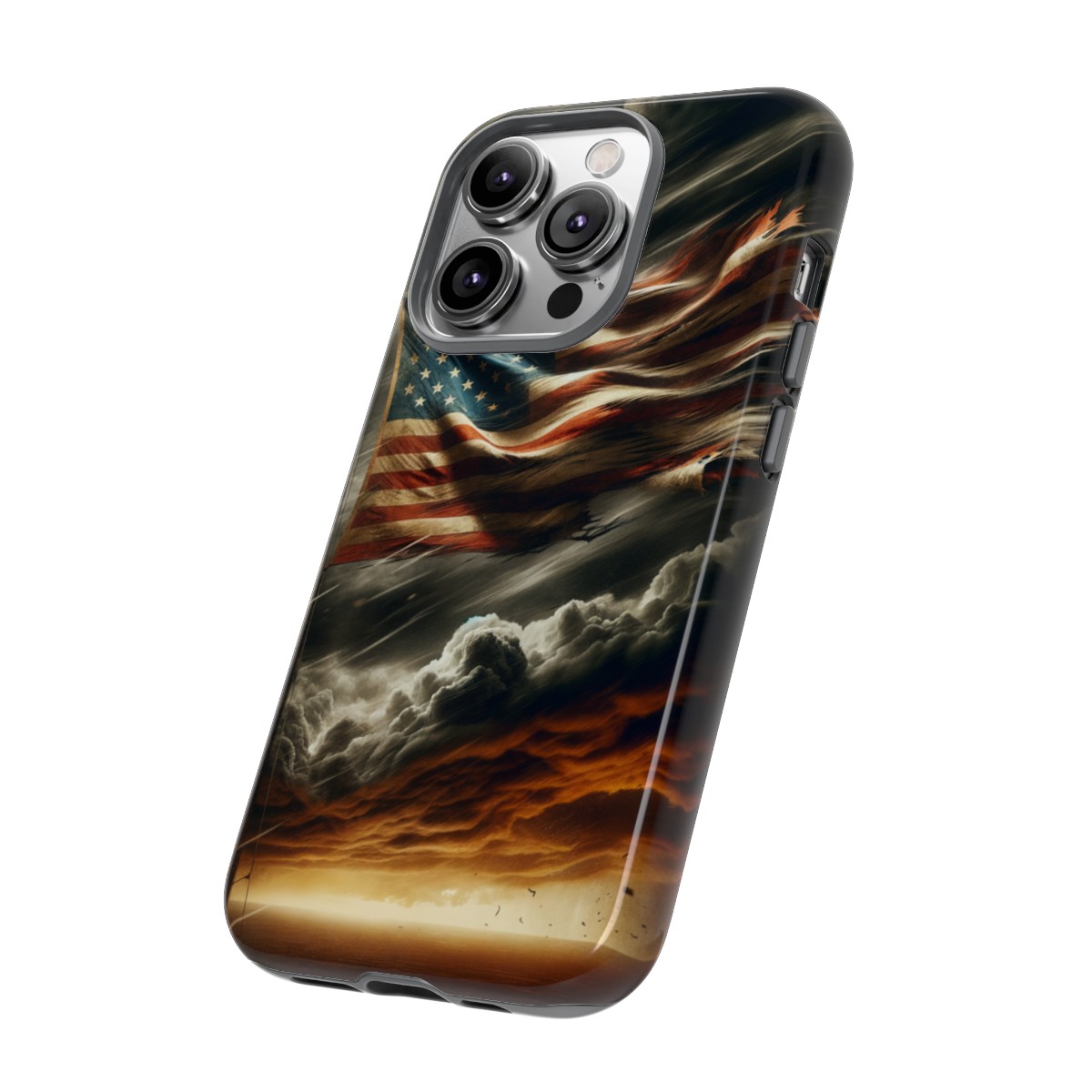 Weathered USA Flag Against Stormy Sky Design Phone Case- Phone Case - Image 107