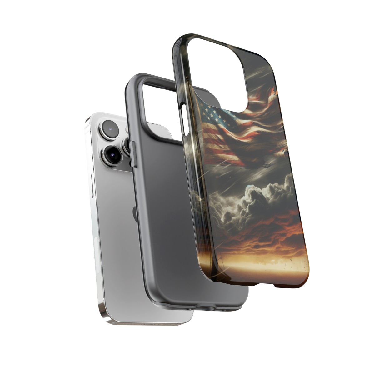 Weathered USA Flag Against Stormy Sky Design Phone Case- Phone Case - Image 108