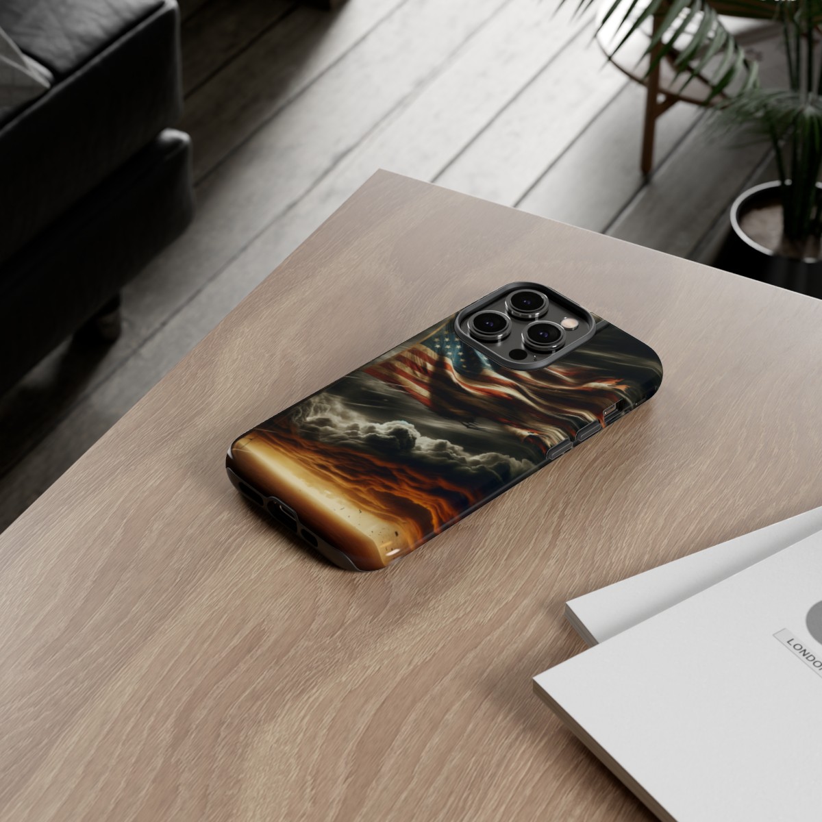 Weathered USA Flag Against Stormy Sky Design Phone Case- Phone Case - Image 109