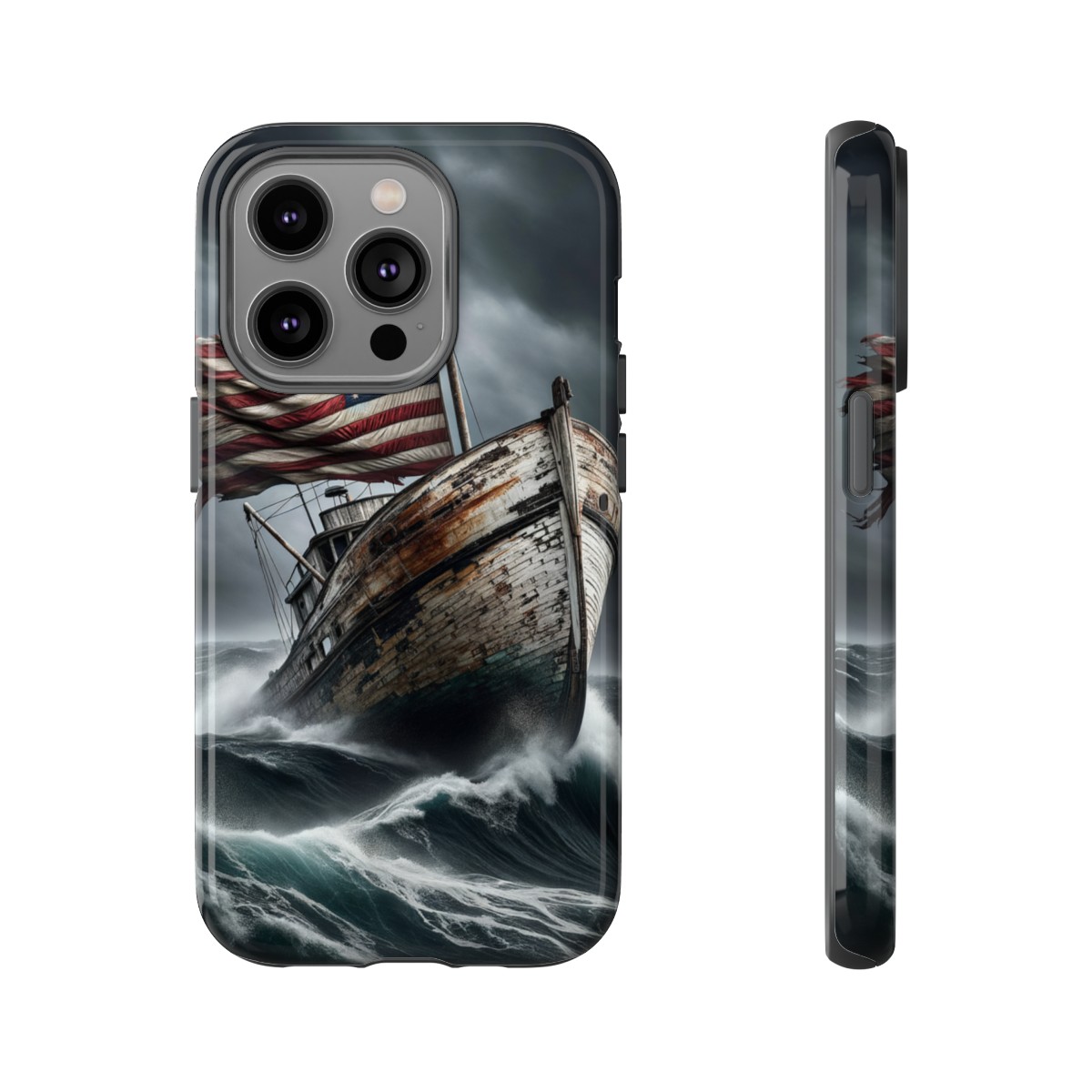 Vintage USA Flag on Rustic Boat Phone Case β Weathered Coastal Design- Phone Case - Image 106