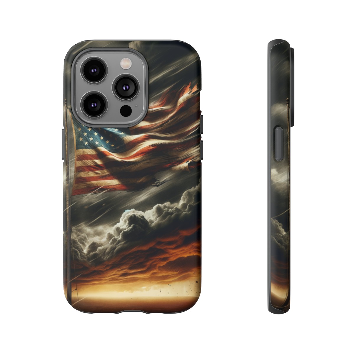 Weathered USA Flag Against Stormy Sky Design Phone Case- Phone Case - Image 110