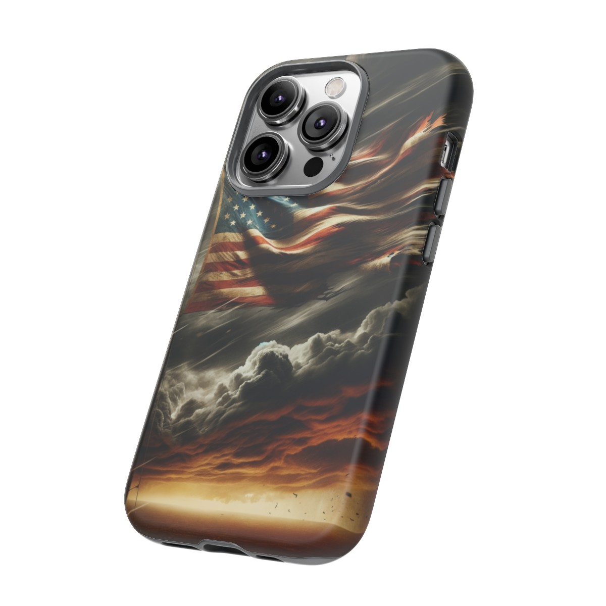 Weathered USA Flag Against Stormy Sky Design Phone Case- Phone Case - Image 111