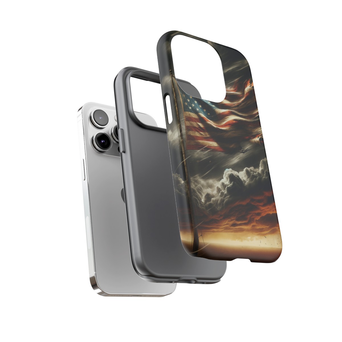 Weathered USA Flag Against Stormy Sky Design Phone Case- Phone Case - Image 112