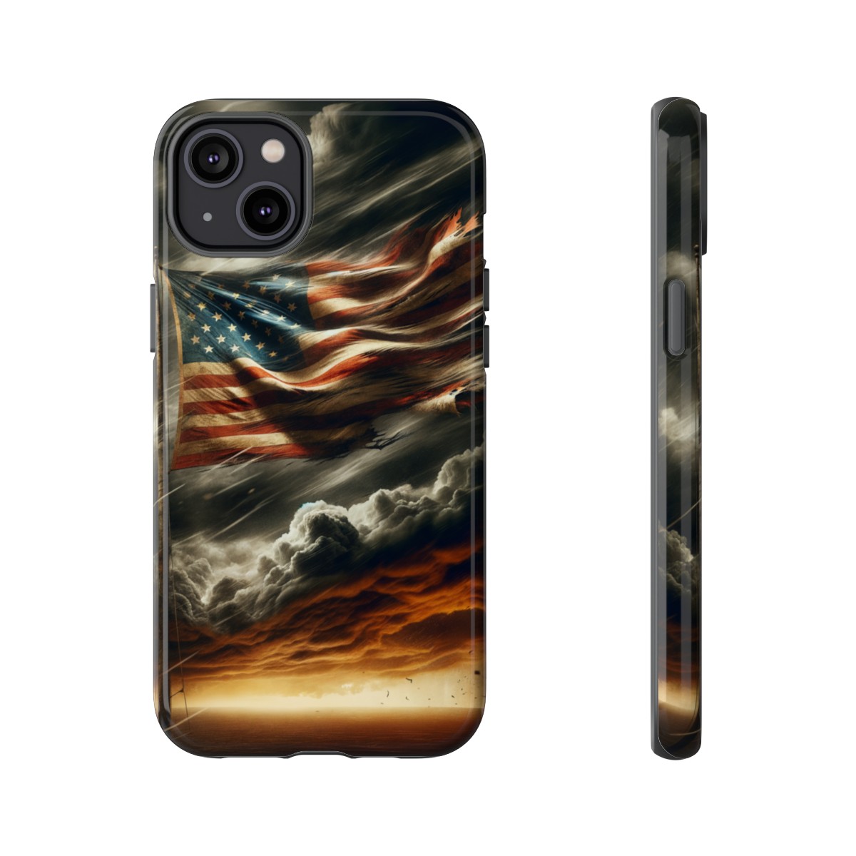 Weathered USA Flag Against Stormy Sky Design Phone Case- Phone Case - Image 114