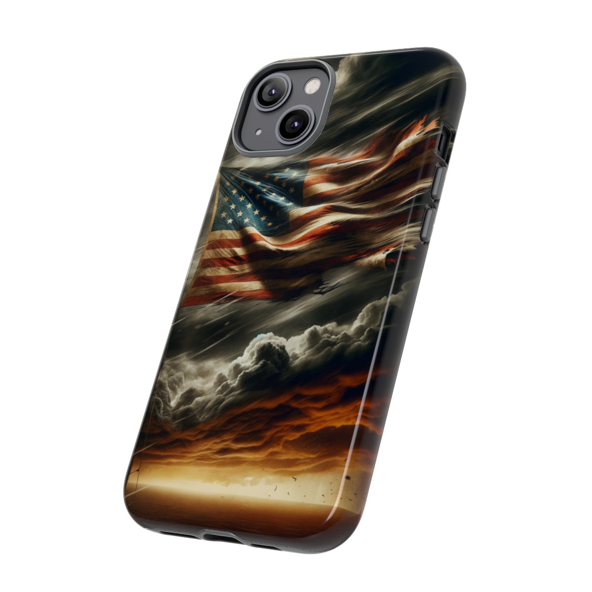Weathered USA Flag Against Stormy Sky Design Phone Case- Phone Case - Image 115
