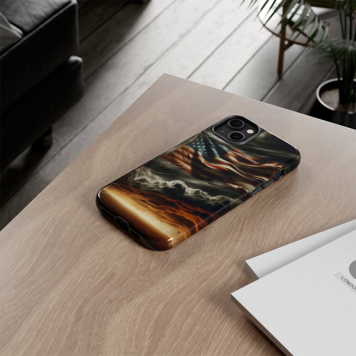 Weathered USA Flag Against Stormy Sky Design Phone Case- Phone Case - Image 117
