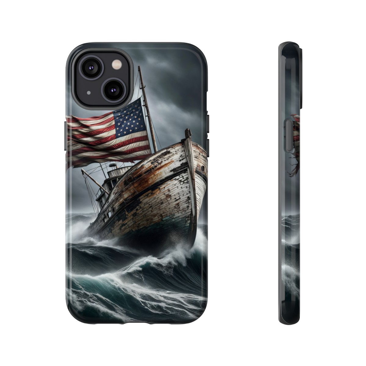 Vintage USA Flag on Rustic Boat Phone Case β Weathered Coastal Design- Phone Case - Image 114