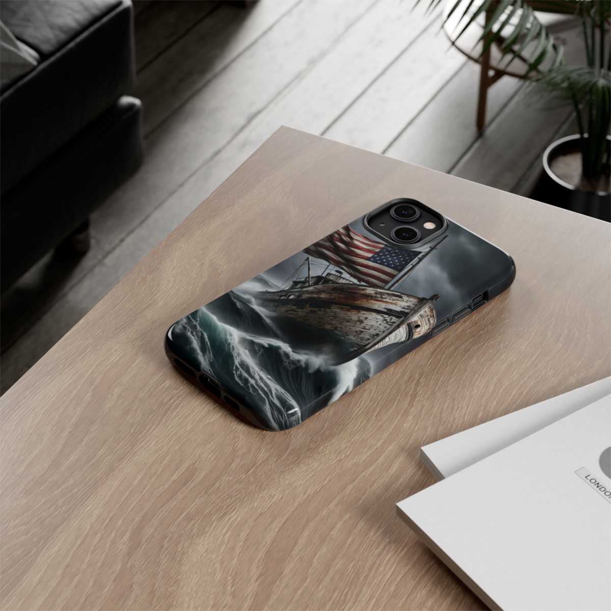 Vintage USA Flag on Rustic Boat Phone Case β Weathered Coastal Design- Phone Case - Image 117