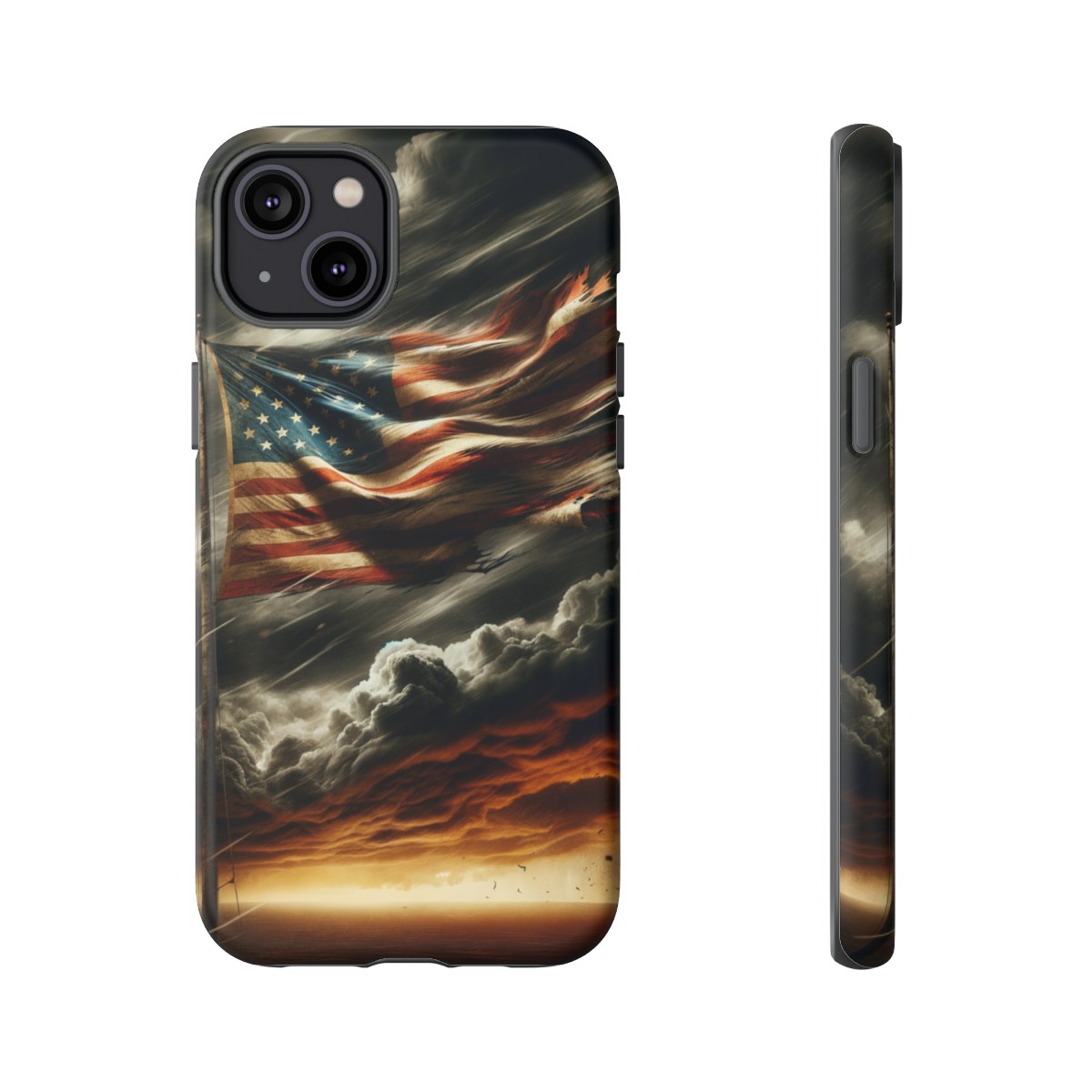 Weathered USA Flag Against Stormy Sky Design Phone Case- Phone Case - Image 118