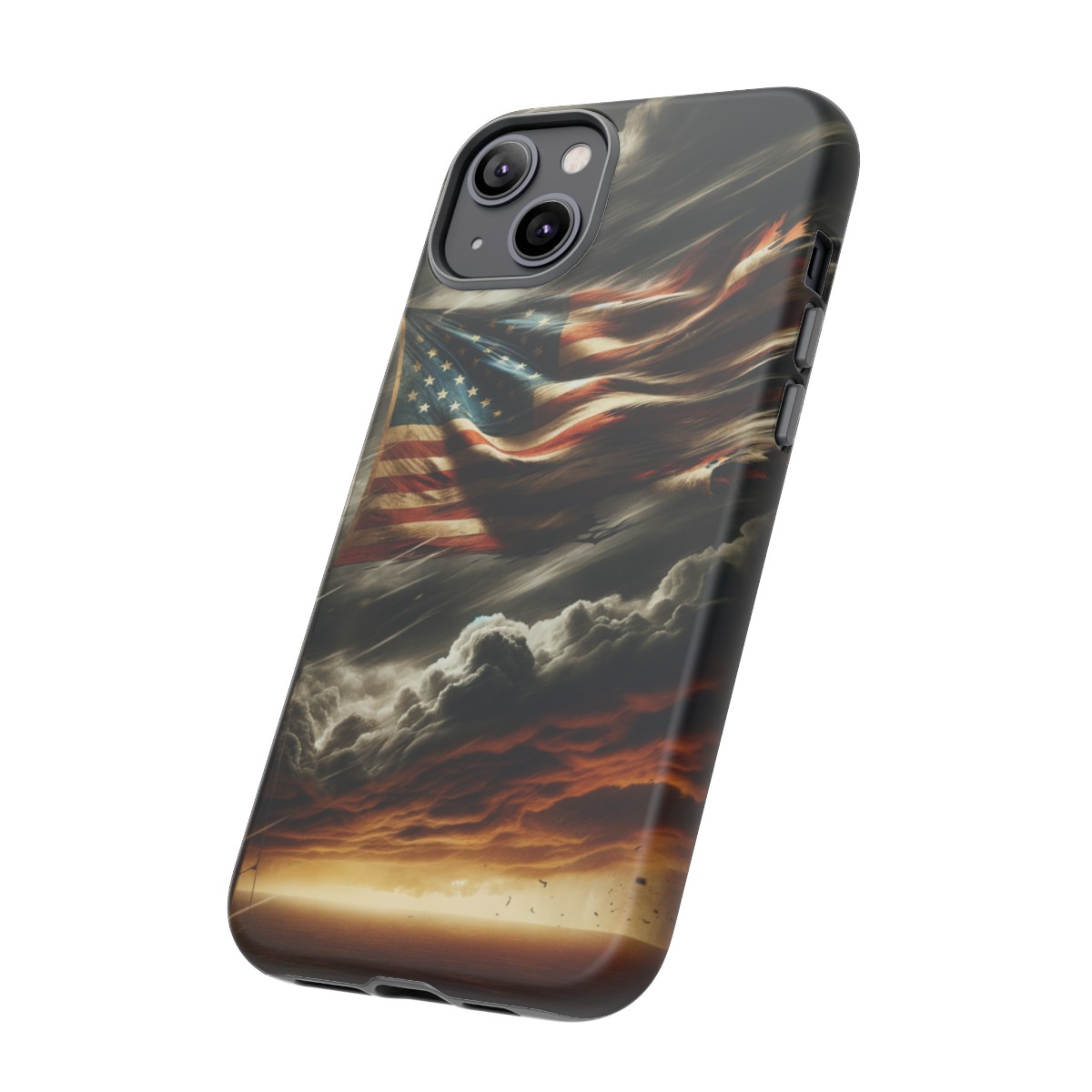 Weathered USA Flag Against Stormy Sky Design Phone Case- Phone Case - Image 119