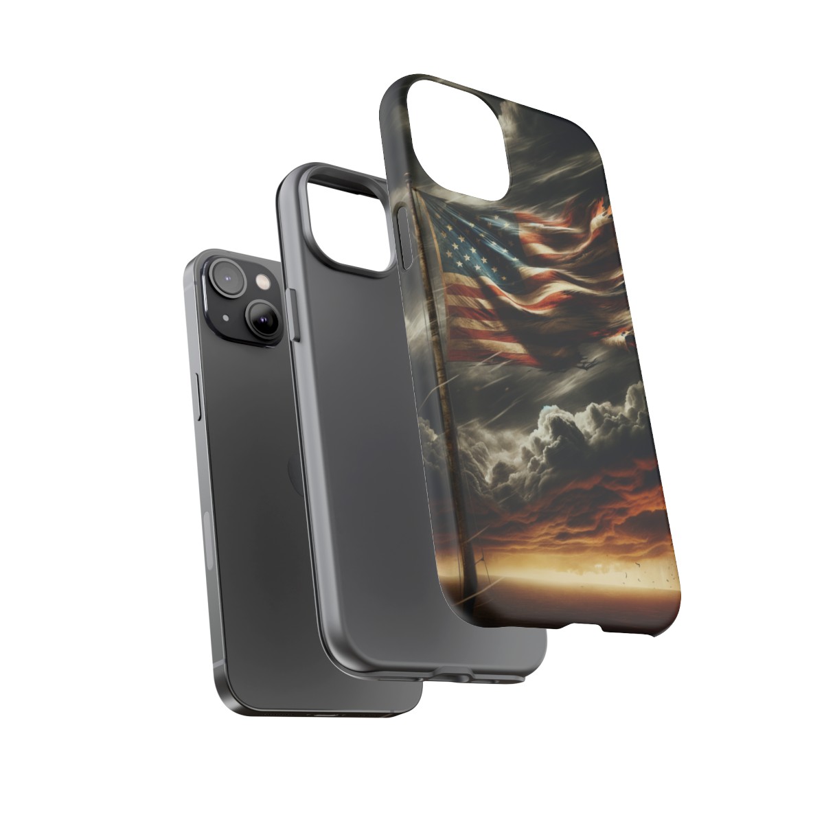 Weathered USA Flag Against Stormy Sky Design Phone Case- Phone Case - Image 120