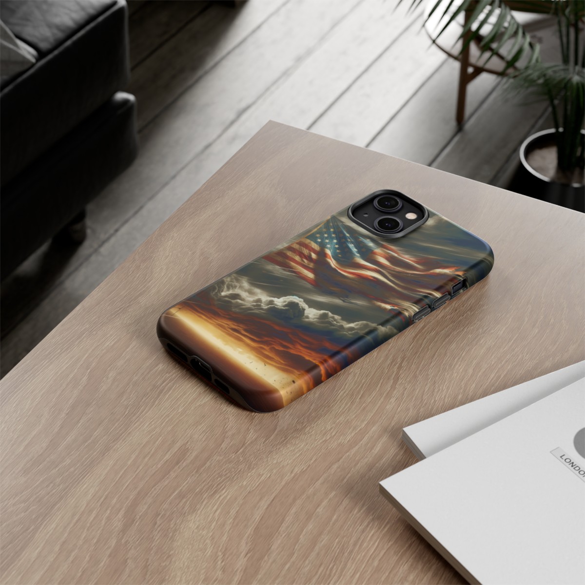 Weathered USA Flag Against Stormy Sky Design Phone Case- Phone Case - Image 121