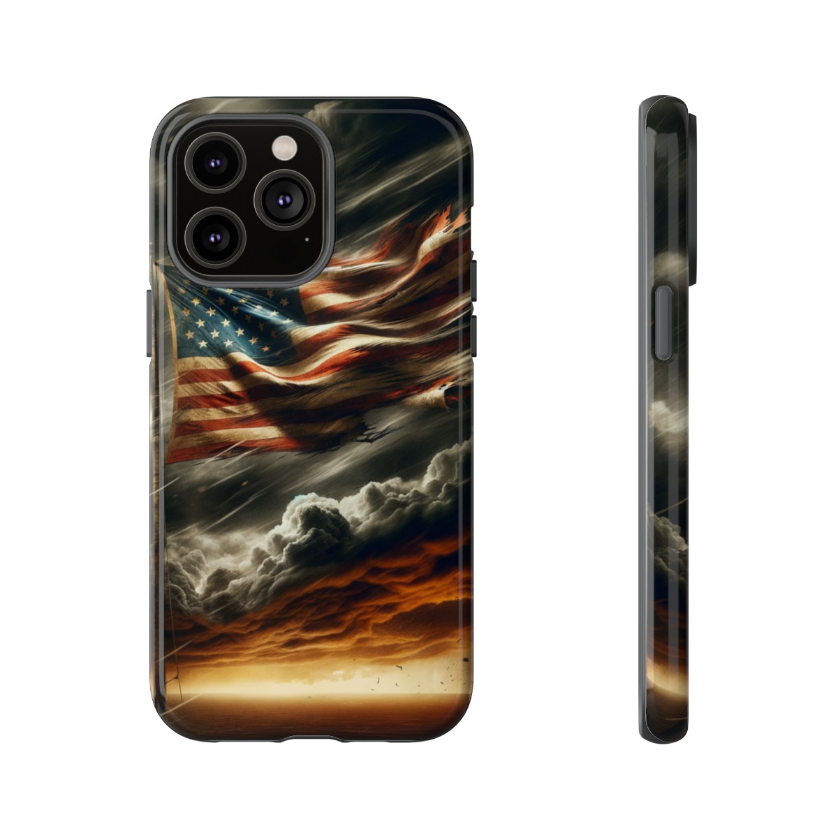 Weathered USA Flag Against Stormy Sky Design Phone Case- Phone Case - Image 122