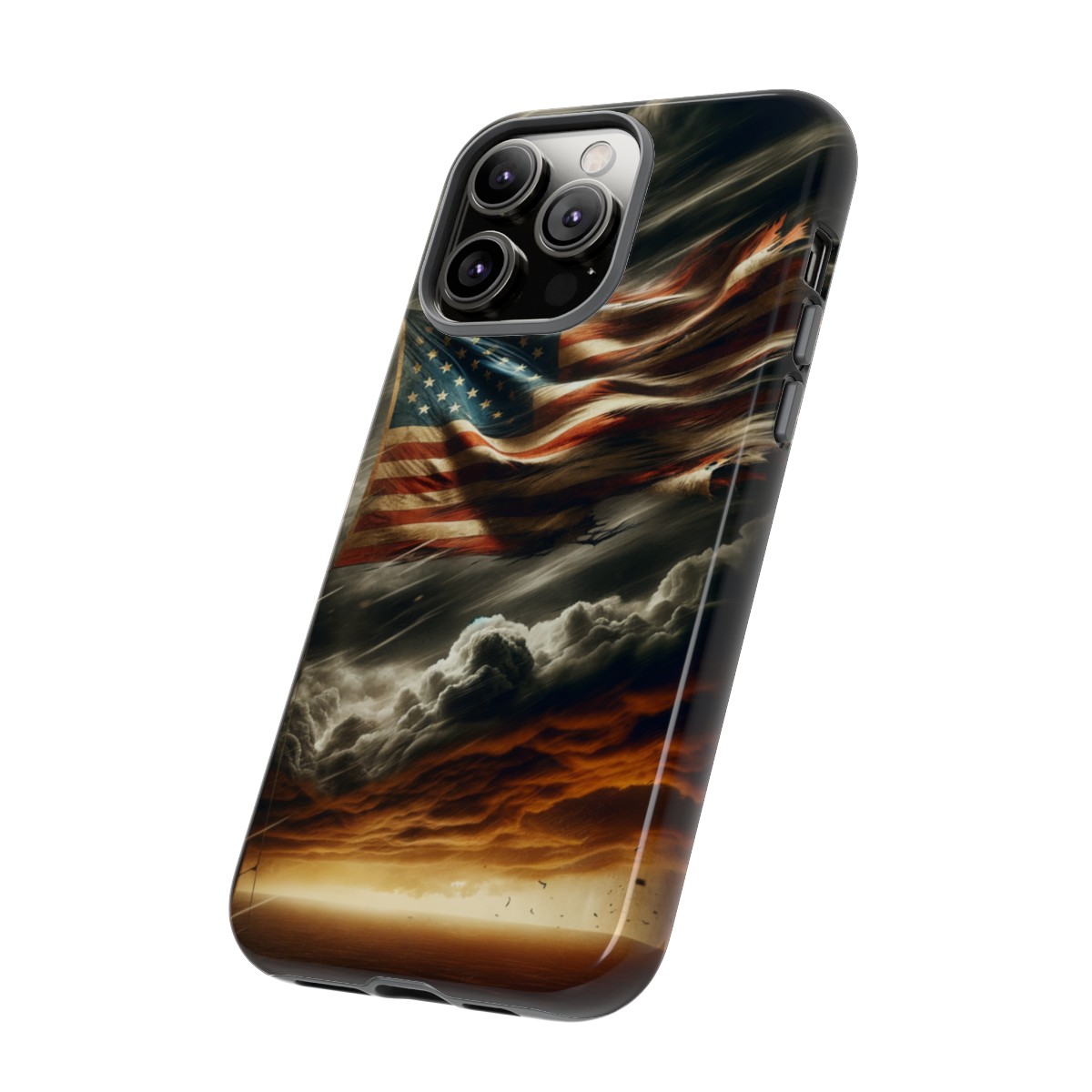 Weathered USA Flag Against Stormy Sky Design Phone Case- Phone Case - Image 123