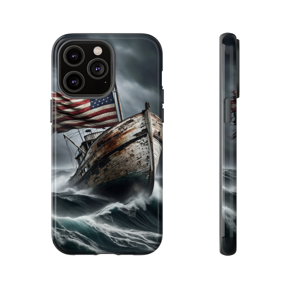 Vintage USA Flag on Rustic Boat Phone Case β Weathered Coastal Design- Phone Case - Image 122