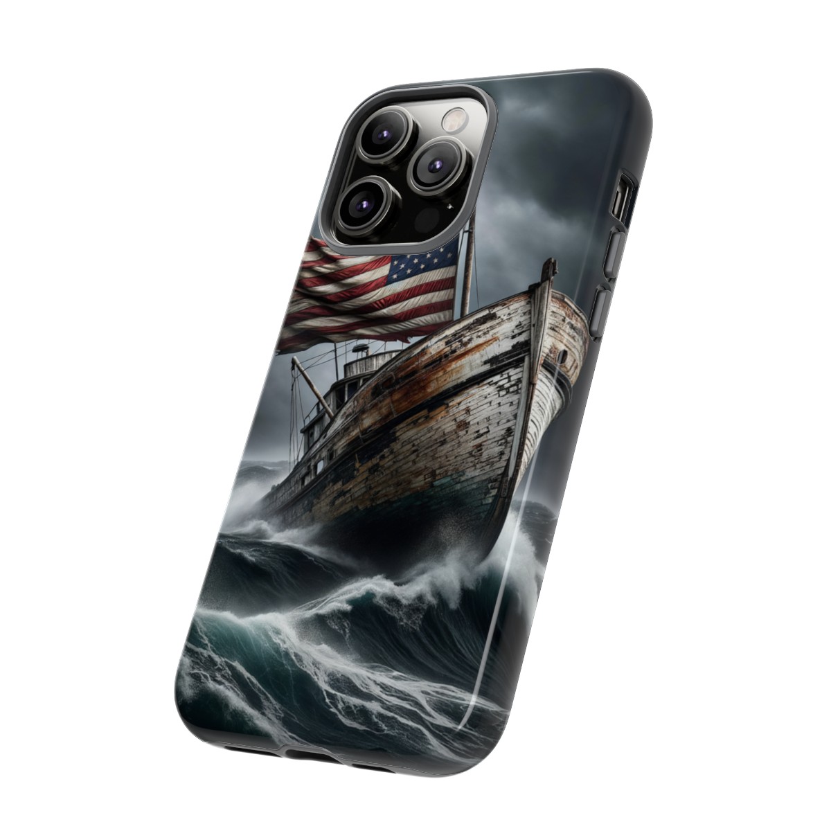 Vintage USA Flag on Rustic Boat Phone Case β Weathered Coastal Design- Phone Case - Image 123