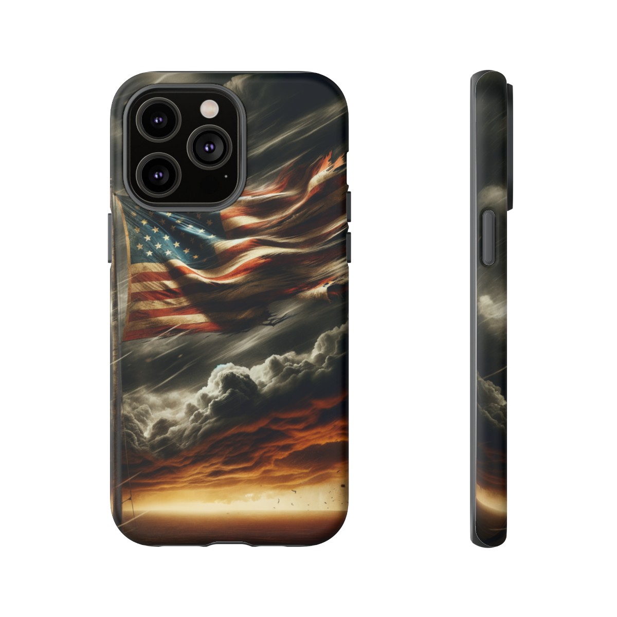 Weathered USA Flag Against Stormy Sky Design Phone Case- Phone Case - Image 126