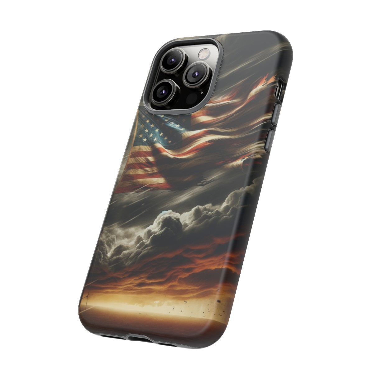 Weathered USA Flag Against Stormy Sky Design Phone Case- Phone Case - Image 127