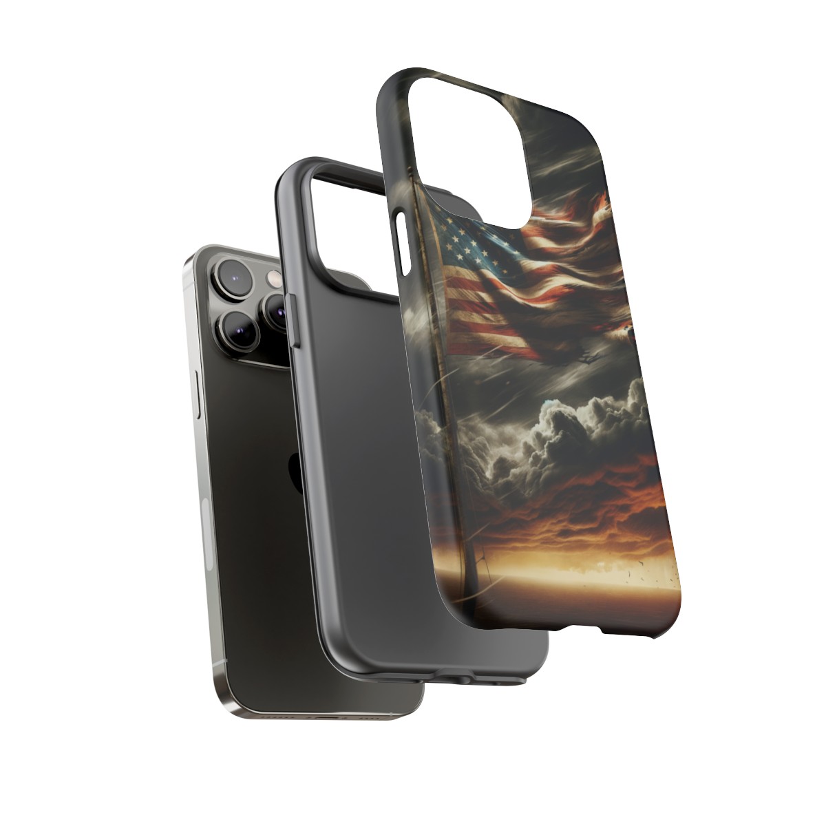 Weathered USA Flag Against Stormy Sky Design Phone Case- Phone Case - Image 128
