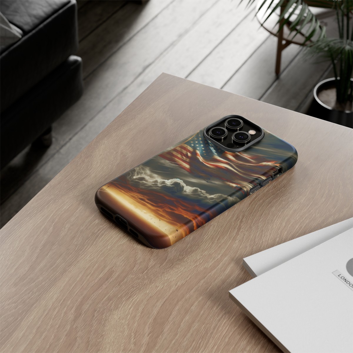 Weathered USA Flag Against Stormy Sky Design Phone Case- Phone Case - Image 129